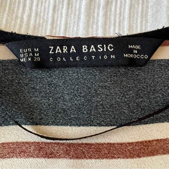 2/$30 Zara Basic Black Brown Tan Striped Long Sleeve Wrap Blouse - Picture 10 of 10